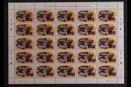 1984 320c On $5 Butterfly With "George Washington" Overprint, SG 1413, Superb Never Hinged Mint COMPLETE SHEETLET Of 25, - Guiana (1966-...)