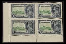 1935 SILVER JUBILEE VARIETY 4d Green & Indigo Lower Left Corner Block Of 4 Bearing The "EXTRA FLAGSTAFF" Variety, SG 144 - Britisch-Honduras (...-1970)