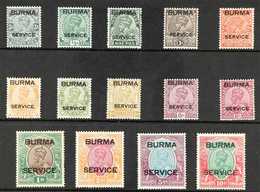 OFFICIALS 1937 Overprints Complete Set, SG O1/14, Fine Mint, Lovely Fresh Colours, Attractive (14 Stamps) For More Image - Birmania (...-1947)