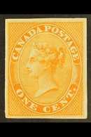 1859 1c Queen Imperf Colour Trial In Orange, Unitrade 14 TCii, Fine. For More Images, Please Visit Http://www.sandafayre - Sonstige & Ohne Zuordnung