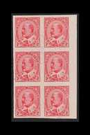 1903-12 2c Pale Rose-carmine IMPERF, SG 177a, Very Fine Used Marginal BLOCK Of 6, Fresh. (6 Stamps) For More Images, Ple - Altri & Non Classificati