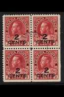 1926 2c On 3c Carmine Two-line Surcharge, SG 265, Superb Cds Used Lower Right Corner BLOCK Of 4, Very Fresh. (4 Stamps)  - Other & Unclassified