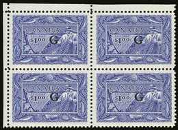OFFICIAL 1950-1 $1 Ultramarine, "G" Ovpt, BLOCK OF FOUR, SG O192, Never Hinged Mint. For More Images, Please Visit Http: - Andere & Zonder Classificatie