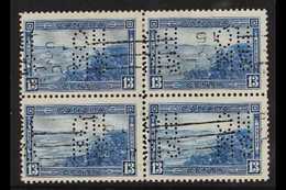 OFFICIALS 1937-38 13c Blue Halifax Harbour Punctured "OHMS" Type 1, SG O104, Fine Used BLOCK Of 4, Fresh & Scarce. (4 St - Sonstige & Ohne Zuordnung