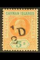 1907 ½d On 5s Salmon & Green Surcharge, SG 18, Fine Mint, Signed. For More Images, Please Visit Http://www.sandafayre.co - Caimán (Islas)