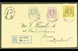 1914 (Jan) Neat Envelope Registered To Switzerland, Bearing 1912-20 2d, 4d And 6d, SG 43, 46/47 Tied Georgetown Cds's, J - Kaaiman Eilanden
