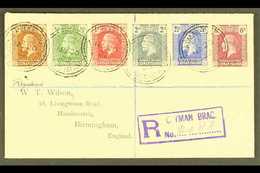 1922 (Nov) Attractive "Wilson" Registered Cover To England, Bearing 1921-26 ¼d, ½d, 1d, 2d, 2½d And 6d Tied CAYMAN BRAC  - Kaaiman Eilanden