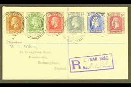 1922 (Nov) Attractive "Wilson" Registered Cover To England, Bearing 1921-26 ¼d, ½d, 1d, 2d, 2½d And 6d Tied CAYMAN BRAC  - Iles Caïmans