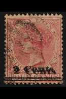 1888-90 2c On 4c Rose SURCHARGE DOUBLE Variety, SG 207b, Used. For More Images, Please Visit Http://www.sandafayre.com/i - Ceylon (...-1947)