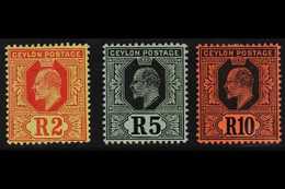 1910 2r, 5r And 10r Wmk MCA, Ed VII High Values, SG 298/300, Very Fine Mint. (3 Stamps) For More Images, Please Visit Ht - Ceylon (...-1947)