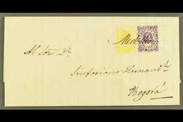 1872 (3 SEP) ENTIRE LETTER From Medellin To Bogota Bearing 1868 10c Violet Type II, Scott 54c, And 1870 5c Yellow, Scott - Colombia