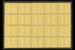 POSTAGE DUE 1888 2p Orange, Perf 11½, No Watermark, As SG D69, A Never Hinged Mint Block Of Twenty FORGERIES. (20 Forger - Altri & Non Classificati