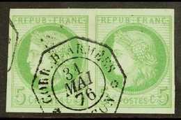 COCHIN CHINA 1876 5c Green, Ceres, Yv 17, Superb Used Horizontal Pair With "Corr. D. Armees 31 Mai 76 Saigon" Octagonal  - Sonstige & Ohne Zuordnung