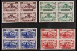 LEBANON 1945 Castles Complete IMPERF Set (Yvert 193/96, SG 290/93), Never Hinged Mint IMPERF BLOCKS Of 4, Small Gum Dist - Other & Unclassified