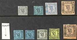 BERGEDORF 1861-7 Unused Group On Stock Card, Includes ½s Black On Pale Lilac (SG Cat.£600), ½s Black On Blue, 3s Blue On - Other & Unclassified