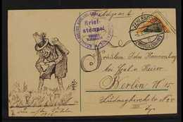 1916 BISECT Feldpost Card Bearing 25pf Germania Diagonally BISECTED Stamp Tied By "Zehlendorf" Cds Cancel, With Regiment - Altri & Non Classificati