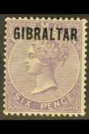 1886 6d Deep Lilac Overprint, SG 6, Fine Used, Fresh, Expertized Thier. For More Images, Please Visit Http://www.sandafa - Gibraltar