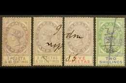 REVENUE STAMPS 1884 1p85, 2p50 And 5p (Barefoot 4/6), Plus 1898 2s (Barefoot 12), Fine Used. Nice Quality! (4 Stamps) Fo - Gibraltar