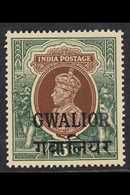 GWALIOR 1938-48 15r Brown & Green Overprint, SG 116, Never Hinged Mint. For More Images, Please Visit Http://www.sandafa - Other & Unclassified