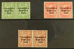 1922-23 ½d Green 1d Scarlet & 1½d Red-brown, SG 67/69, Fine Mint Horizontal PAIRS With All The Left Stamps Showing LONG  - Sonstige & Ohne Zuordnung