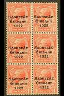 1922-23 SAORSTAT 1d Scarlet, Vertical Block Of Six, One Showing Accent And "at" Inserted, SG 53d, Hib. T48f, Fine Mint,  - Altri & Non Classificati