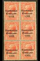 1922-23 SAORSTAT 1d Scarlet, Vertical Block Of Six, One Showing Accent And "at" Inserted, SG 53d, Hib. T48f, Fine Mint,  - Other & Unclassified