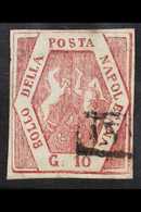 NAPLES 1859 - 61 10gr Red Brown, Type I, POSTAL FORGERY, Sass F3, Horizontal Crease But Exceedingly Rare. Cat Sass €27,5 - Ohne Zuordnung