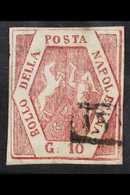 NAPLES 1859 - 61 10gr Red Brown, Type I, POSTAL FORGERY, Sass F3, Horizontal Crease But Exceedingly Rare. Cat Sass €27,5 - Sin Clasificación