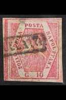 NAPLES 1859 - 61 10gr Carmine, Type II, POSTAL FORGERY, Sass F4a, Very Fine Used. For More Images, Please Visit Http://w - Non Classés