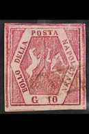 NAPLES 1859 - 61 10gr Lilac Carmine, Type IV, POSTAL FORGERY, Sass F6, Very Fine Used. Signed A. Diena. For More Images, - Non Classificati