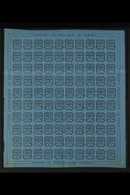 PARMA 1853-57 NEWSPAPER FORGERIES - COMPLETE SHEET Of 100 Of The 9c Blue (as Sass 2) On Gummed Paper. An Attractive Disp - Non Classés