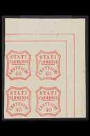 PARMA FORGERIES. 1859 40c Red (as Sassone 17) Corner Block Of 4 On Gummed Paper, Fine Mint (4 Stamps) For More Images, P - Non Classificati