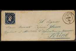 SARDINIA 1852 (17 Feb) Small Env From Sassari (on The Island Of Sardinia) To Torino Bearing 20c Blue With 4 Large Margin - Ohne Zuordnung