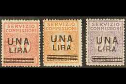 SERVICE FEE 1925 1L Surcharges Set, Sassone 4/6, Mi 9/11, Some Perf Faults, Otherwise Never Hinged Mint (3 Stamps). For  - Ohne Zuordnung