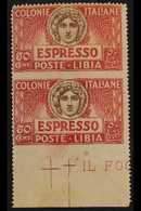 LIBYA EXPRESS 1921 50c Red And Brown, Vertical Pair, Variety "imperf Horizontally", Sass 4i, Fine Mint. For More Images, - Altri & Non Classificati