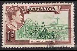 1938-52 1s Brown & Green "Sugar Industry", Variety "REPAIRED CHIMNEY", SG 130a, Good Used With Some Minor Imperfections  - Jamaica (...-1961)