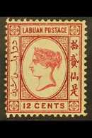 1880-82 12c Carmine WATERMARK REVERSED Variety, SG 9x, Fine Unused No Gum, Fresh. For More Images, Please Visit Http://w - North Borneo (...-1963)