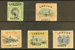 1904 "4 Cents" Surcharges - 4c On 5c (SG 129), Plus 4c On 8c To 4c On 24c (SG 131/34), Fine Mint. (5 Stamps) For More Im - Borneo Del Nord (...-1963)
