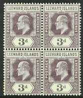 1902 3d Dull Purple And Black, SG 24, Superb Never Hinged Mint Block Of Four. For More Images, Please Visit Http://www.s - Leeward  Islands