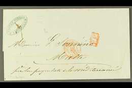 1843 (MAY) Stampless Wrapper From Marseilles To Malta Showing On The Front Red Marseilles Cds Plus Boxed "P.P." In Red,  - Malta (...-1964)