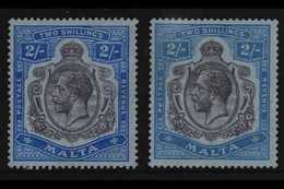 1921-22 2s Purple And Blue, SG 103, Two Very Different Shades, Fine Mint. (2) For More Images, Please Visit Http://www.s - Malta (...-1964)