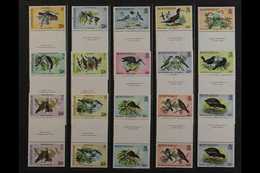 SPECIMENS 1984 BIRDS OF MONTSERRAT Set In Gutter Pairs, SG 600s/14s, Never Hinged Mint, Odd Blunt Perf (15 Pairs). For M - Montserrat