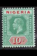 1914-29 10s Green And Red On Blue-green With Blue-green Back, SG 11a, Never Hinged Mint. For More Images, Please Visit H - Nigeria (...-1960)