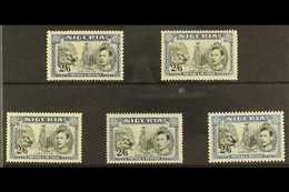 1938-51 2s6d Black & Blue Perforation / Shade Variant Set, SG 58, 58a, 58ab, 58b & 58c, Fine Mint (5 Stamps) For More Im - Nigeria (...-1960)