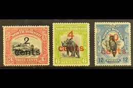 1916 Surcharges Set, SG 186/188, Fine Mint. (3) For More Images, Please Visit Http://www.sandafayre.com/itemdetails.aspx - Noord Borneo (...-1963)