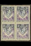 1938-52 3s Violet & Blue, SG 42, Very Fine Mint (two Stamps Are Never Hinged) BLOCK Of 4, Fresh. (4 Stamps) For More Ima - Nordrhodesien (...-1963)