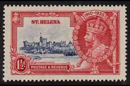 1935 1½d Deep Blue And Carmine Silver Jubilee, Diagonal Line By Turret, SG 124f, Very Fine Mint. For More Images, Please - St. Helena