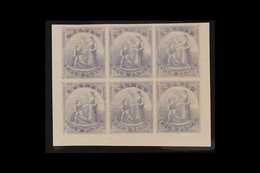 1862 IMPERF PROOFS. 4d Violet-grey (as SG 2) IMPERF COLOUR PROOFS BLOCK Of 6 (positions 7 To 12) Printed In Unissued Col - St.Cristopher-Nevis & Anguilla (...-1980)