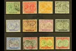 1920-22 Watermark Multi Crown CA Definitive Set Complete To 10s, SG 24/35, Fine Used, The 10s Is Very Fine. (12 Stamps)  - St.Kitts Und Nevis ( 1983-...)