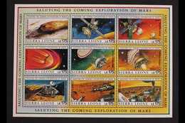 1990 Exploration Of Mars Complete Set, SG 1380/1415, Superb Never Hinged Mint Se-tenant Sheetlets, Very Fresh. (4 Sheetl - Sierra Leone (...-1960)